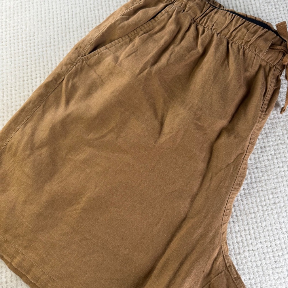 Everlane Mens Easy Linen Shorts Brown Ochre Elastic Waist Large